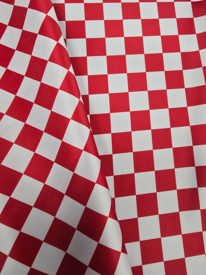 1" Checker Lamour Satin Tablecloths, Overlays & Event Table Linens