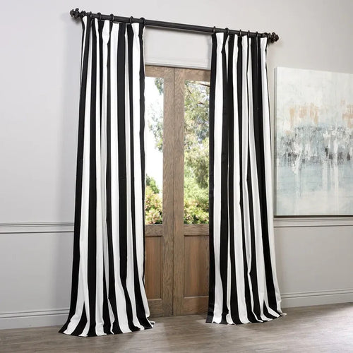 1" Stripe Lamour Satin Event Drapery Panels | Custom-Made | Black, Navy & Red