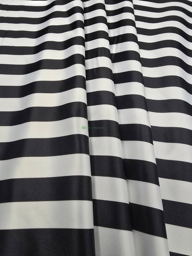 1" Stripe Lamour Satin Event Drapery Panels | Custom-Made | Black, Navy & Red
