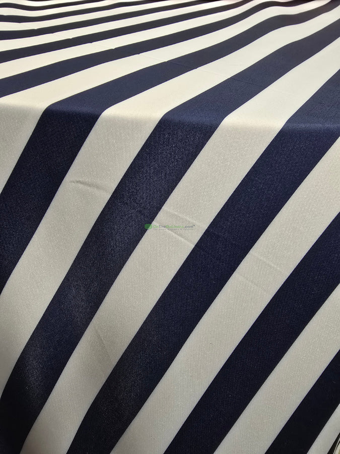 1" Stripe Lamour Satin Event Drapery Panels | Custom-Made | Black, Navy & Red