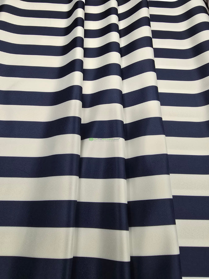 1" Stripe Lamour Satin Event Drapery Panels | Custom-Made | Black, Navy & Red