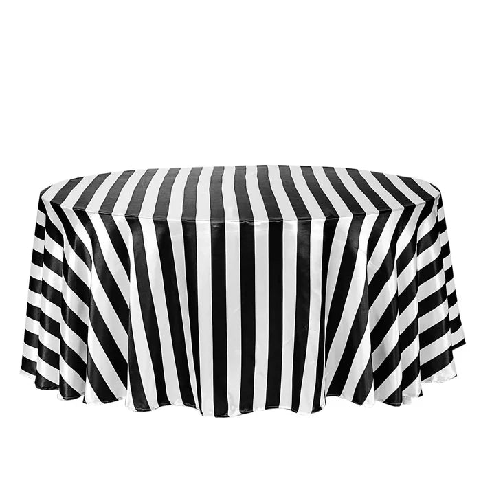 1" Stripe Lamour Satin Tablecloths, Table Overlays and Event Table Linens