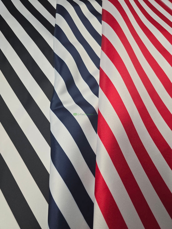 1" Stripe Lamour Satin Tablecloths, Table Overlays and Event Table Linens