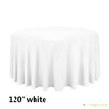 120" Round Polyester Tablecloth Ready to Ship in White, Ivory and Black