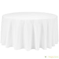 132" Round Polyester Tablecloth Ready to Ship in White, Ivory and Black