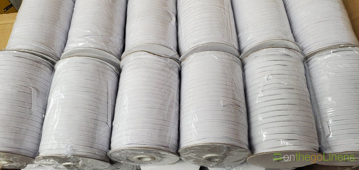 1/4" White Braided Elastic 200 Meter Roll for Sewing, Crafts and Apparel