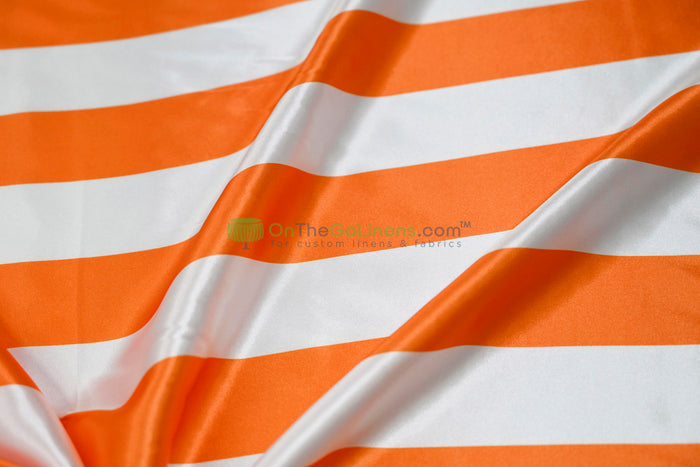 2" Stripe Charmeuse Satin Event Drapery Panels Custom Made for Weddings