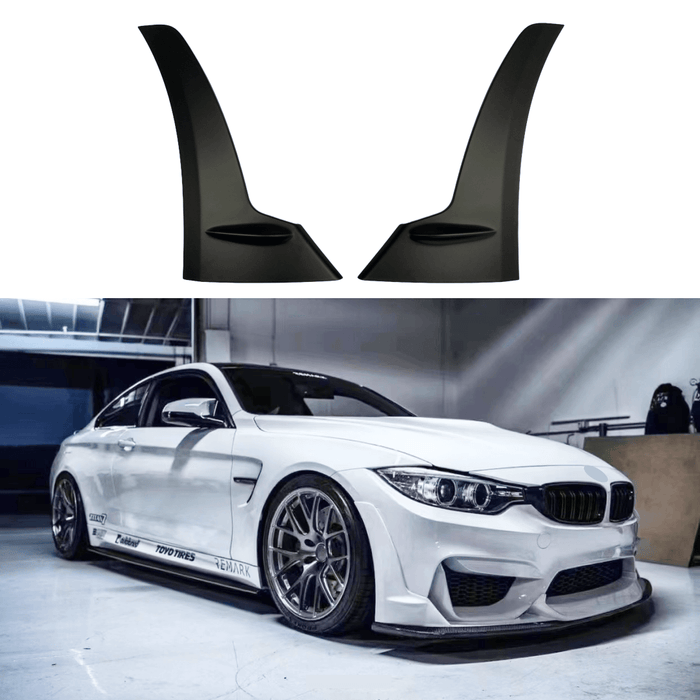 2015-2020 BMW M3 F80 + F83 F82 M4 - Front Bumper Side Winglets -  Matte Black