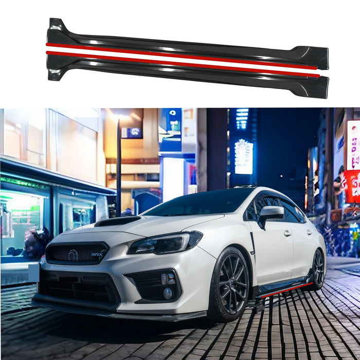 2015-2021 Subaru WRX STI VA - JDM Style Side Skirt Overlay - Gloss Black w/ Red Trim