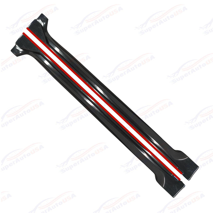 2015-2021 Subaru WRX STI VA - JDM Style Side Skirt Overlay - Gloss Black w/ Red Trim