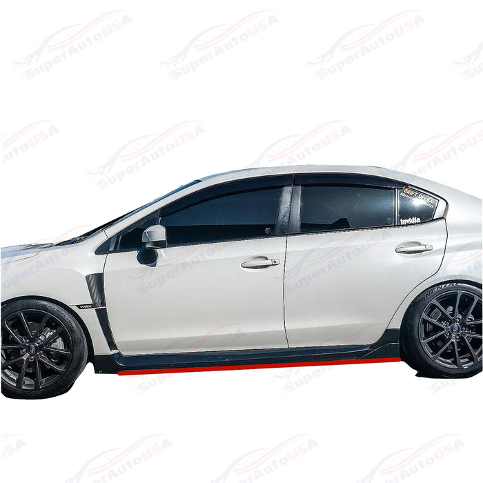 2015-2021 Subaru WRX STI VA - JDM Style Side Skirt Overlay - Gloss Black w/ Red Trim