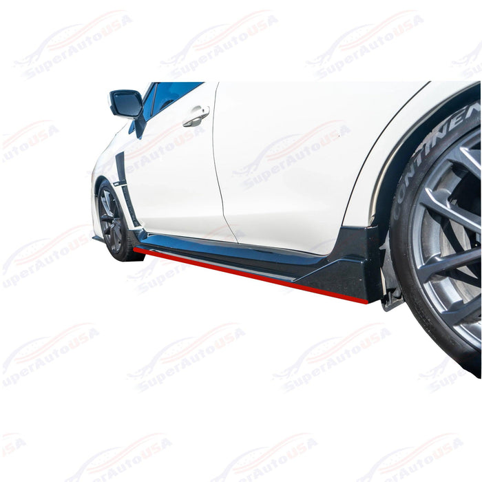 2015-2021 Subaru WRX STI VA - JDM Style Side Skirt Overlay - Gloss Black w/ Red Trim