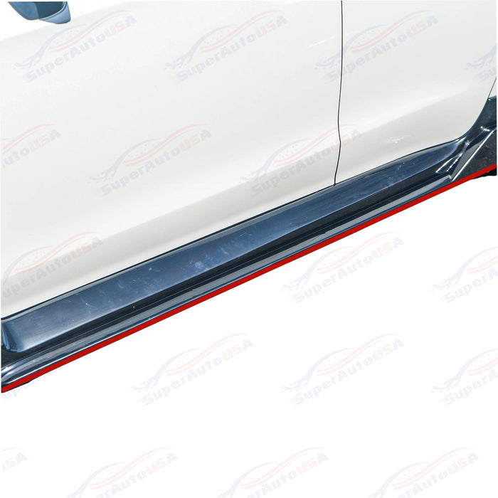 2015-2021 Subaru WRX STI VA - JDM Style Side Skirt Overlay - Gloss Black w/ Red Trim