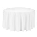 90" Round Polyester Tablecloth Ready to Ship in White, Ivory and Black