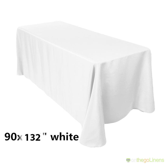 90" x 132" Polyester Tablecloth for 6ft Table Drapes Ready to Ship in White, Ivory and Black