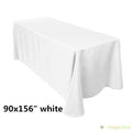 90" x 156" Polyester Tablecloth for 8ft Tables Ready to Ship in White, Ivory and Black
