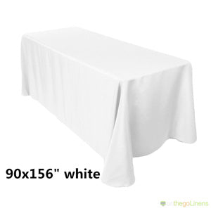 90" x 156" Polyester Tablecloth for 8ft Tables Ready to Ship in White, Ivory and Black