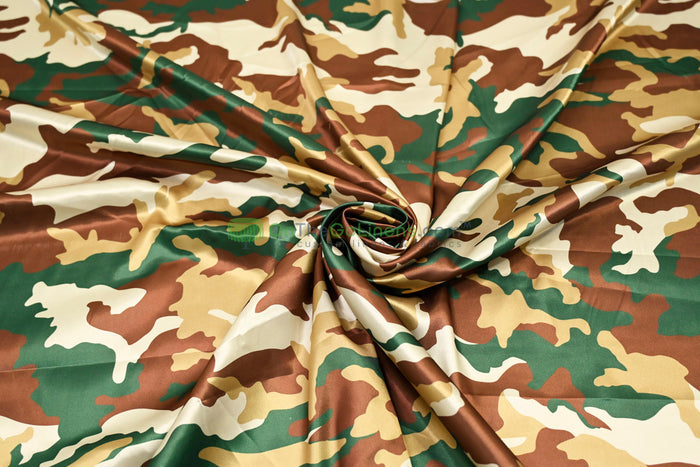Army Camouflage Charmeuse Satin Event Drapery Panels Custom Made