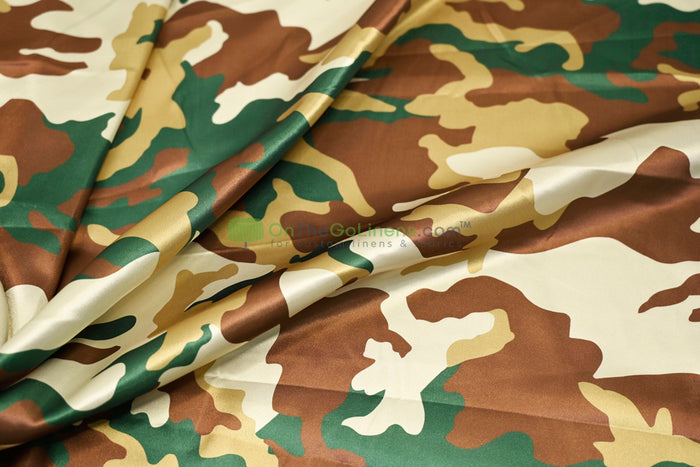 Army Camouflage Charmeuse Satin Event Drapery Panels Custom Made