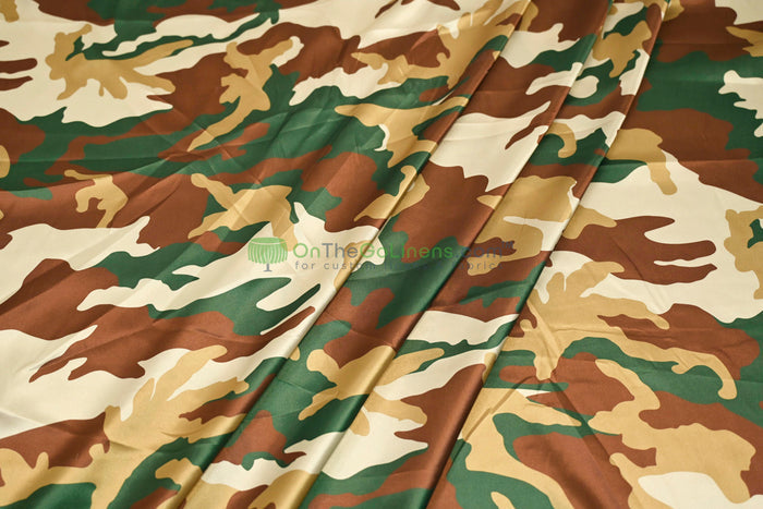 Army Camouflage Charmeuse Satin Event Drapery Panels Custom Made