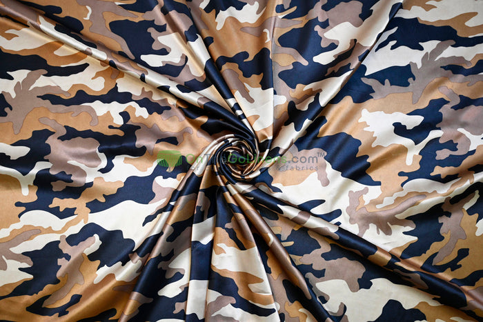 Army Camouflage Charmeuse Satin Event Drapery Panels Custom Made