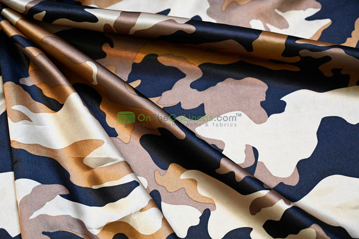 Army Camouflage Charmeuse Satin Event Drapery Panels Custom Made