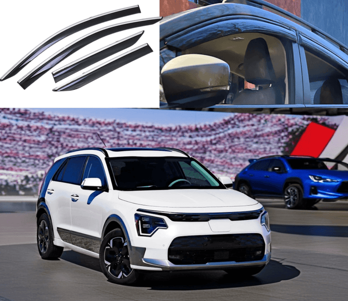 Chrome Trim Rain Guards Window Visors Fits 2023-2024 Niro