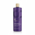 Purple conditioner bottle with gold cap on a white background