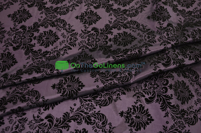 Damask Flocking Taffeta Tablecloths, Overlays & Table Drapes for Events