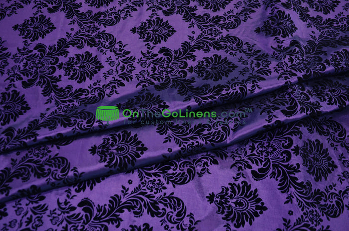 Damask Flocking Taffeta Tablecloths, Overlays & Table Drapes for Events