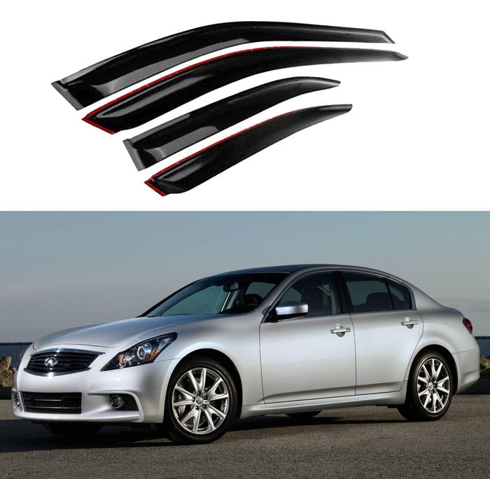 Fit 2007-2015 INFINITI G25 G35 G37 Q40 Out-Channel Vent Window Visors Rain Sun Wind Guards Shade Deflectors
