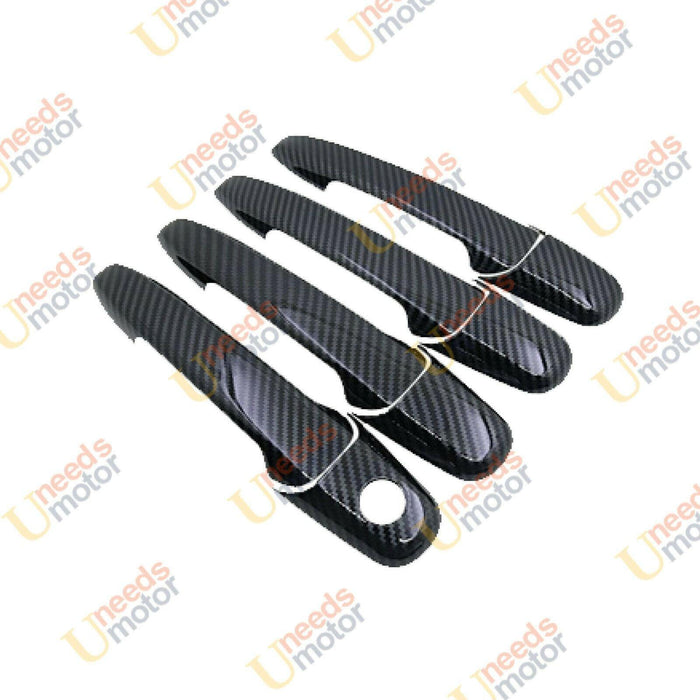 Fit 2011-2019 Ford Explorer Car Door Handle Covers (Carbon Fiber Print, Smart Holes)