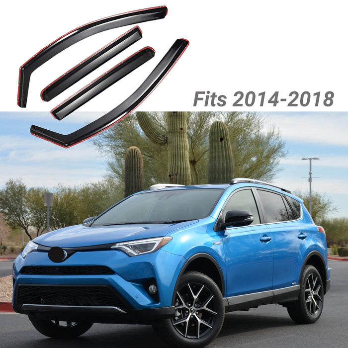 Fit 2014-2018 Toyota RAV4 In-Channel Vent Window Visors Rain Sun Wind Guards Shade Deflectors