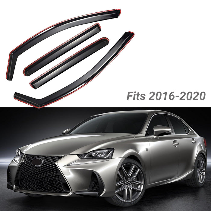 Fit 2014-2020 Lexus IS250 IS200T IS300 In-Channel Vent Window Visors Rain Sun Wind Guards Shade Deflectors