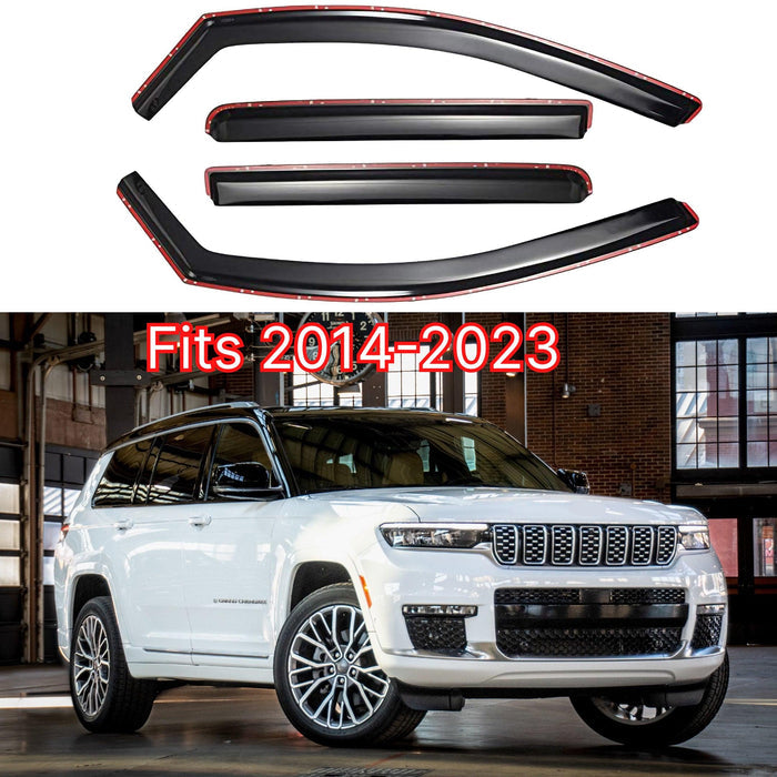 Fit 2014-2023 Jeep Cherokee In-Channel Vent Window Visors Rain Sun Wind Guards Shade Deflectors