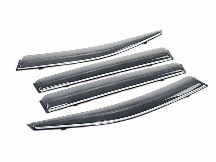 Fit 2015-2021 Chevrolet Suburban Clip-On Chrome Trim Vent Window Visors Rain Sun Wind Guards Shade Deflectors