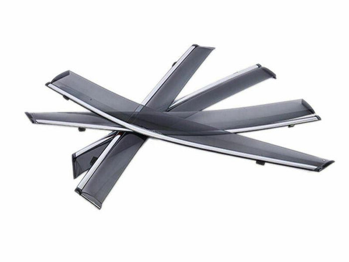 Fit 2015-2021 Chevrolet Suburban Clip-On Chrome Trim Vent Window Visors Rain Sun Wind Guards Shade Deflectors