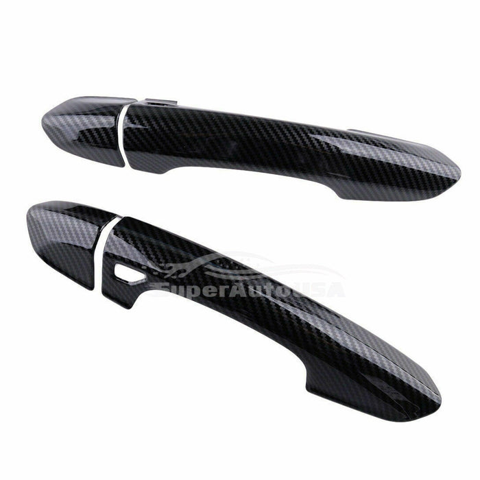 Fit 2015-2022 Ford Mustang Car Side Door Handle Cover Trim (Carbon Fiber Print)