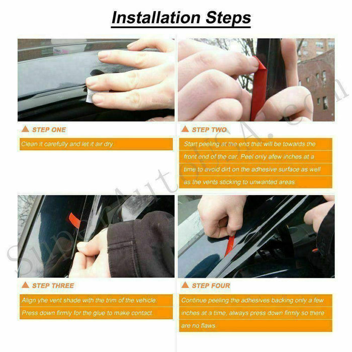 Fit 2016-2021 Toyota Tacoma Double Cab Out-Channel Vent Window Visors Rain Sun Wind Guards Shade Deflectors