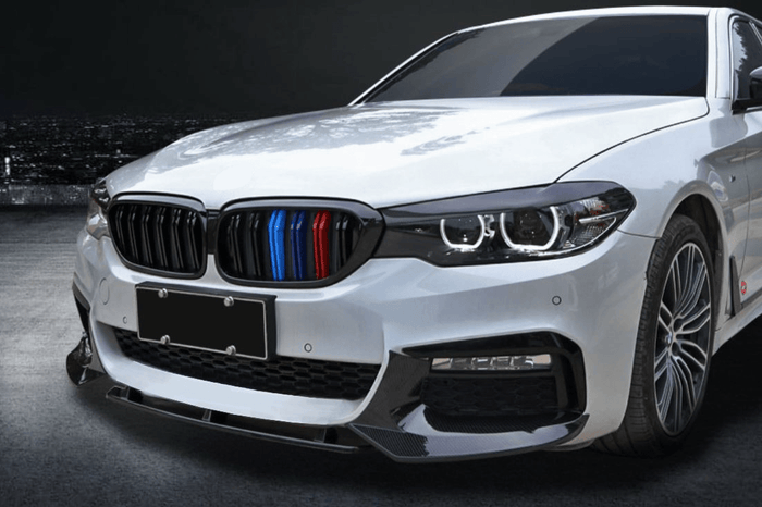 Fit 2017-2020 BMW G30 5 Series M Sport Front Bumper Lip Spoiler (Carbon Fiber Print)