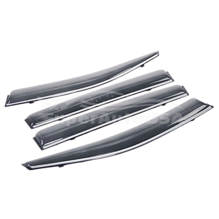 Fit 2018-2023 Honda Accord Clip-On Chrome Trim Vent Window Visors Rain Sun Wind Guards Shade Deflectors