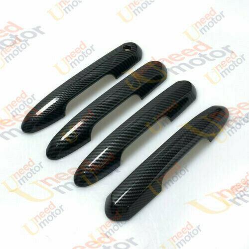 Fit 2019-2021 Toyota RAV4 Car Side Door Handle Cover Trim (Carbon Fiber Print, Smart Holes)