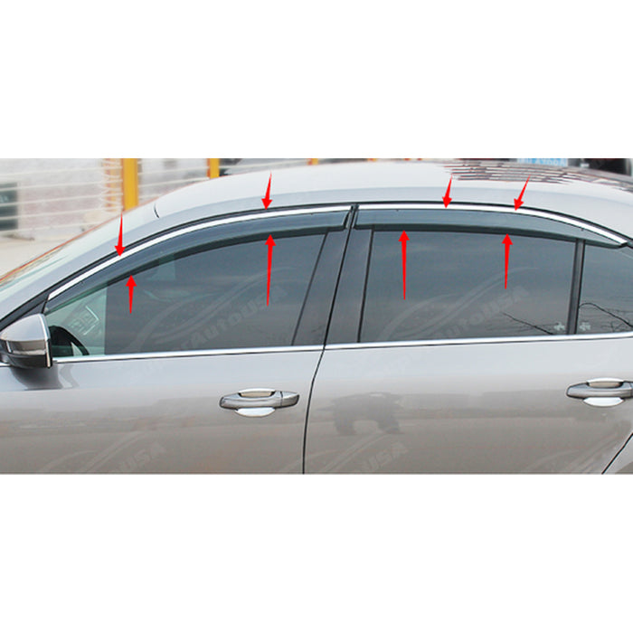 2020 Nissan Altima Chrome Trim Window Visors with Rain Guards by SuperAutoUSA