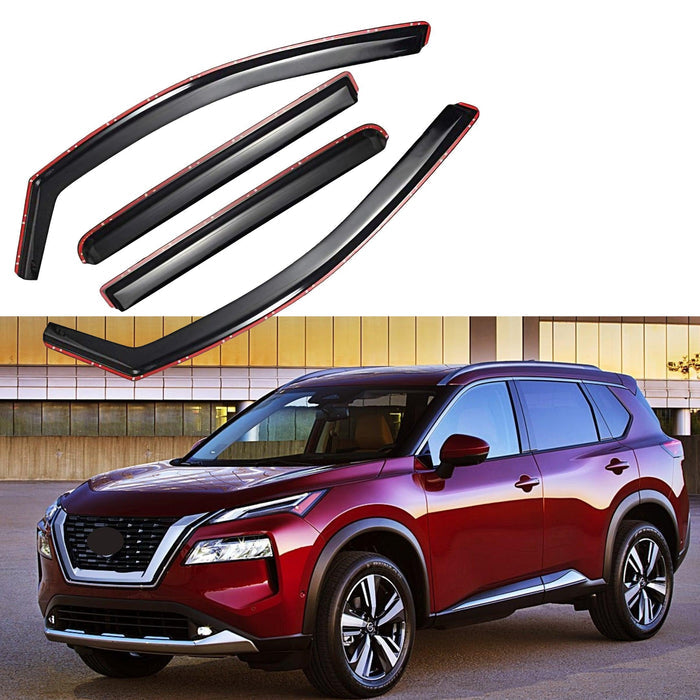 Fit 2021-2026 Nissan Rogue In-Channel Vent Window Visors Rain Sun Wind Guards Shade Deflectors