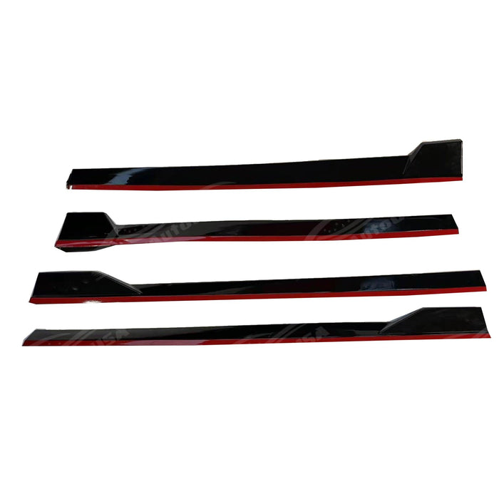 Premium Gloss Black Side Skirt Splitter Set with Red Trim for 2027 Toyota Camry