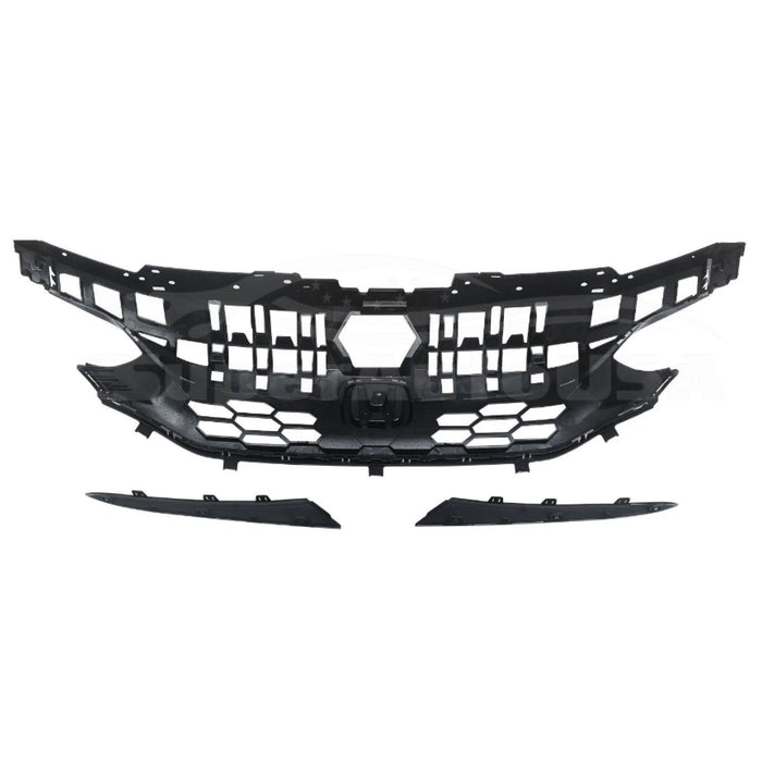 Fit 22-23 Honda Civic Type R Gloss Black Si Style Front Bumper Honeycomb Grille