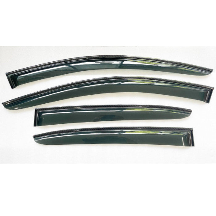 Fits 07-15 Infiniti G25 G35 G37 Q40 Window Visors Sun Guard Shade Deflector w/ Carbon paint Trims