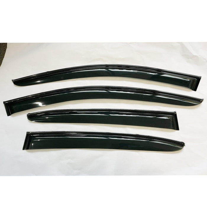 Fits 07-15 Infiniti G25 G35 G37 Q40 Window Visors Sun Guard Shade Deflector w/ Carbon paint Trims