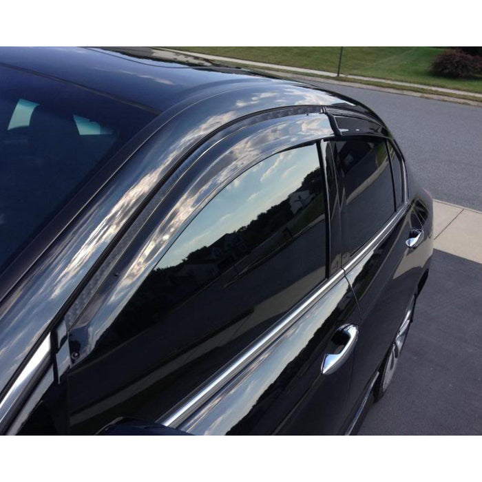 Fits 07-15 Infiniti G25 G35 G37 Q40 Window Visors Sun Guard Shade Deflector w/ Carbon paint Trims