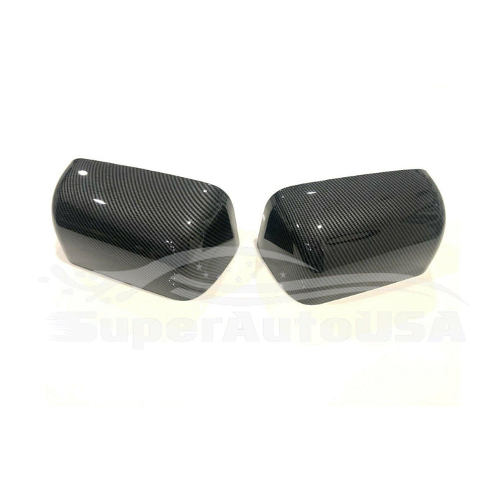Fits 2008-2015 Ford F250 F350 F450 Rear View Mirror Covers Overlay (Carbon Fiber Print)